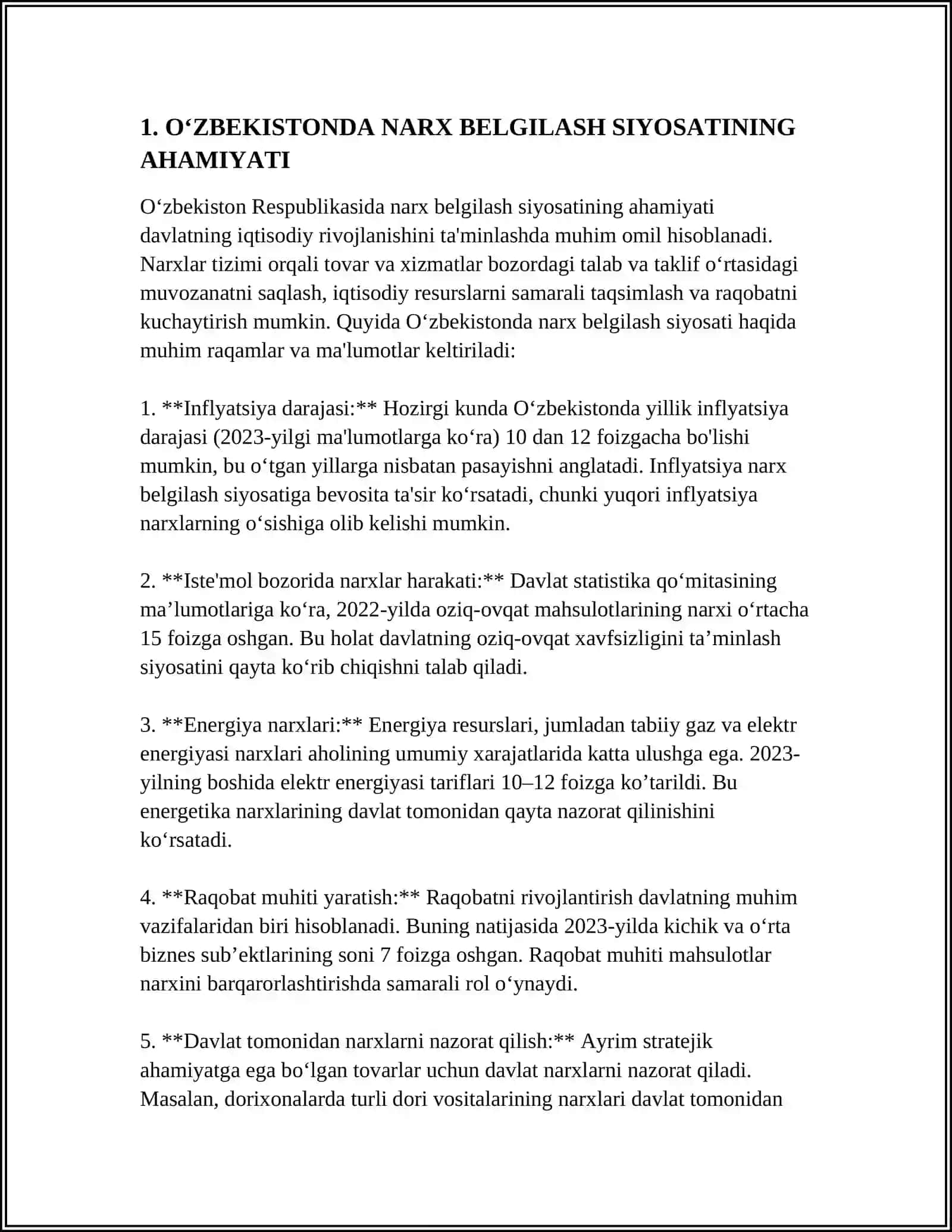 O‘ZBEKISTONDA NARX VA NARXNI BELGILASH SIYOSATI 4