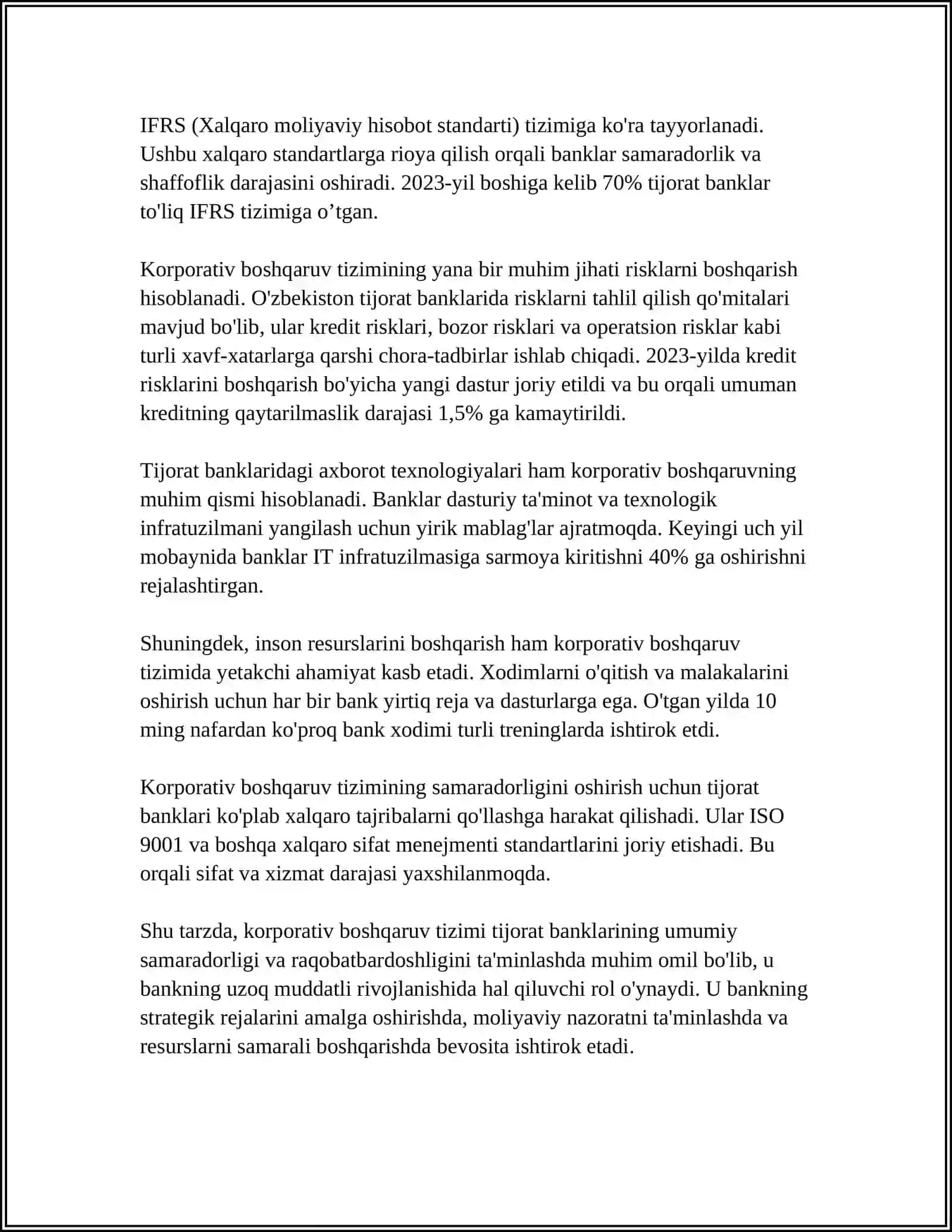 TIJORAT BANKLARI FAOLIYATINI KORPORATIV BOSHQARISHNING MAZMUNI 4