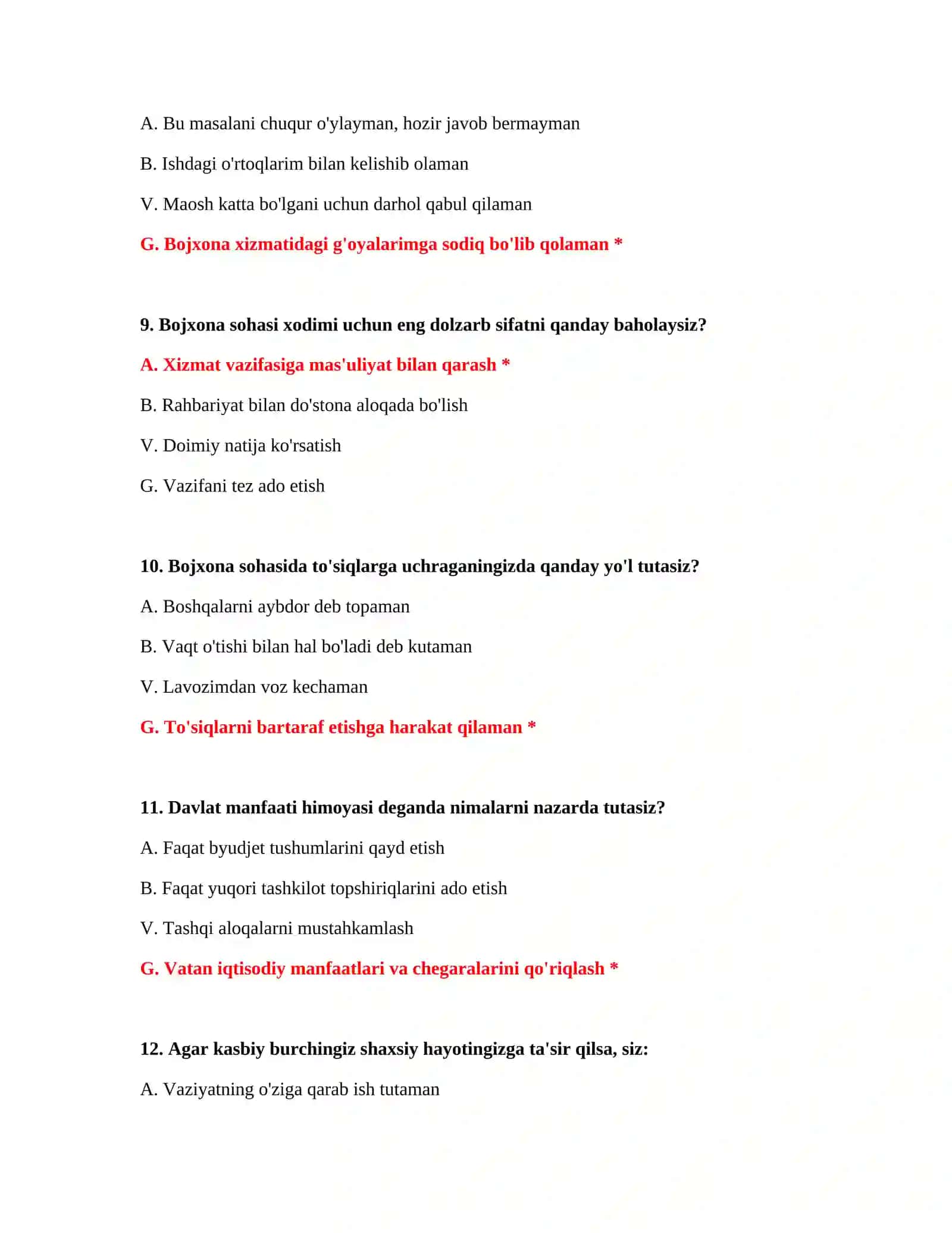 Bojxona mantiqiy test 200 ta 4