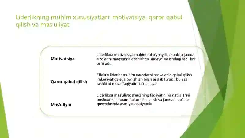 Liderlikning tasnifi va modellari 4