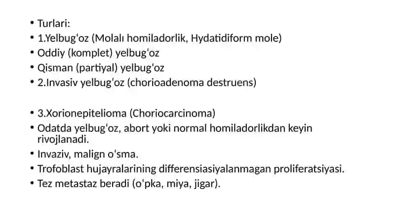 Trofoblastik kasalliklar (Gestatsion trofoblastik kasalliklar) 4