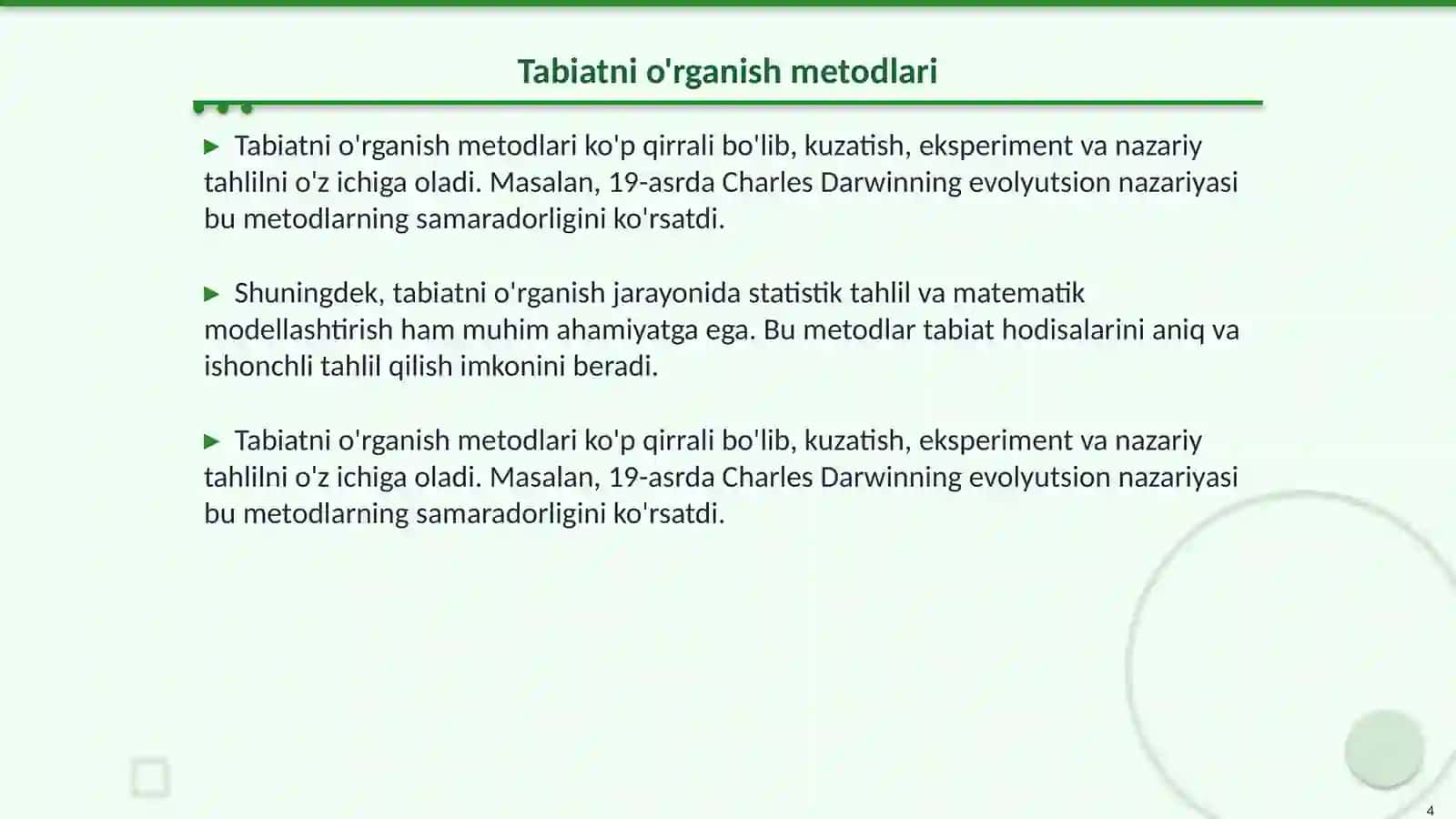 Tabiatni órganishga oid qarashlarning harakterlari 4