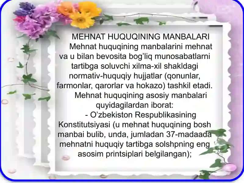 Mehnat Huquqi Asoslari 4