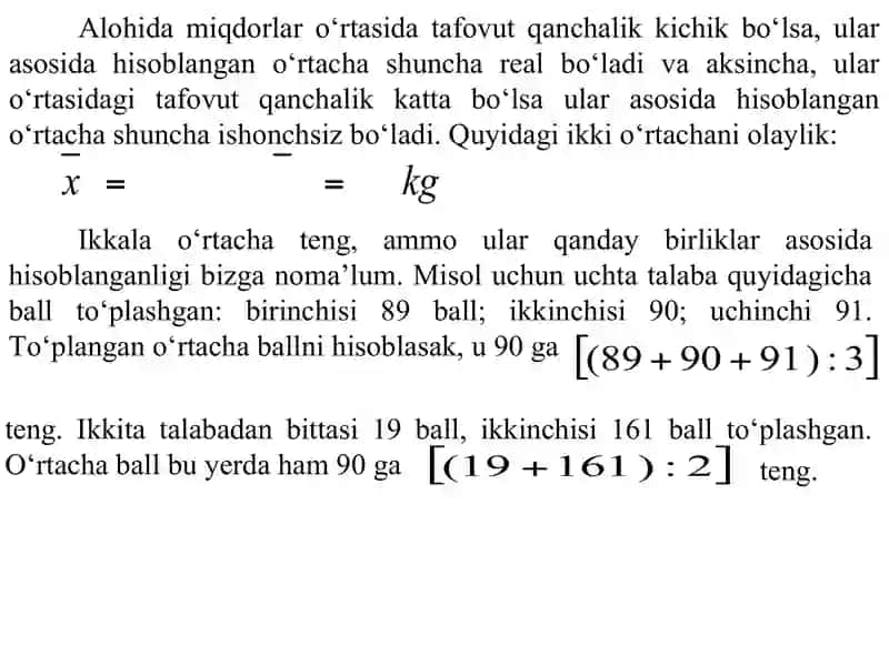 Oʻrtacha miqdorlar 4