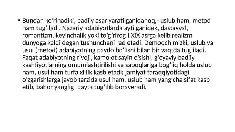 Adabiy yo‘nalishlar: realizm, romantizm, naturalizm 4