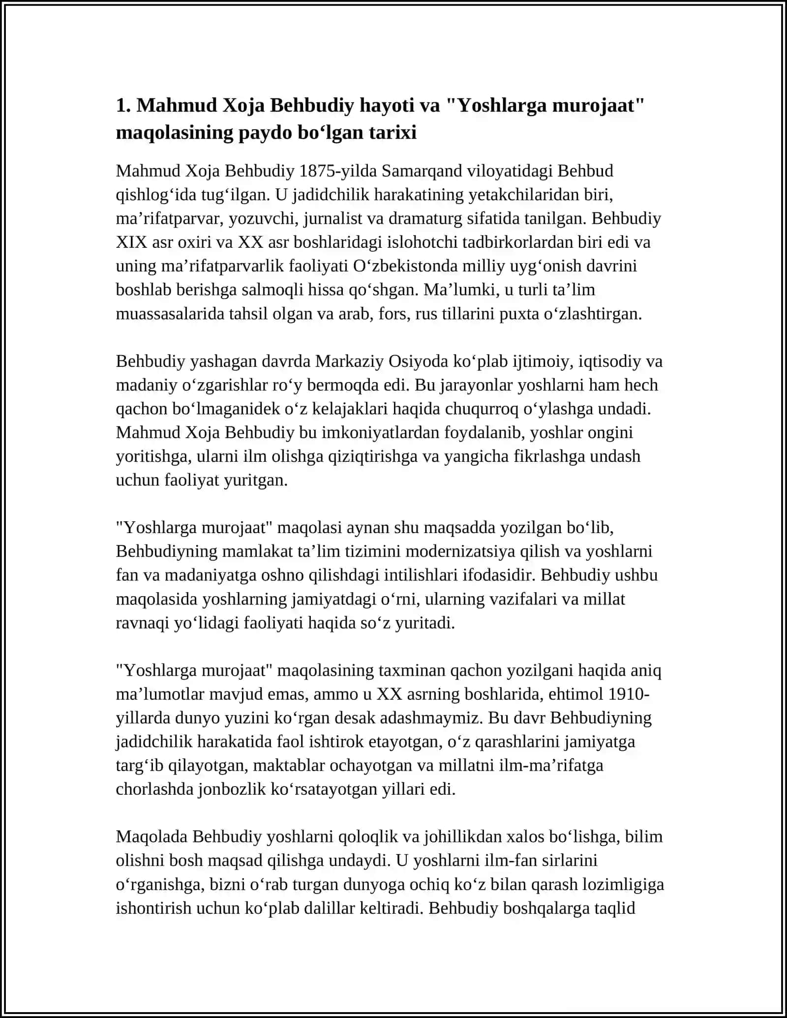 YOSHLARGA MUROJAAT 4