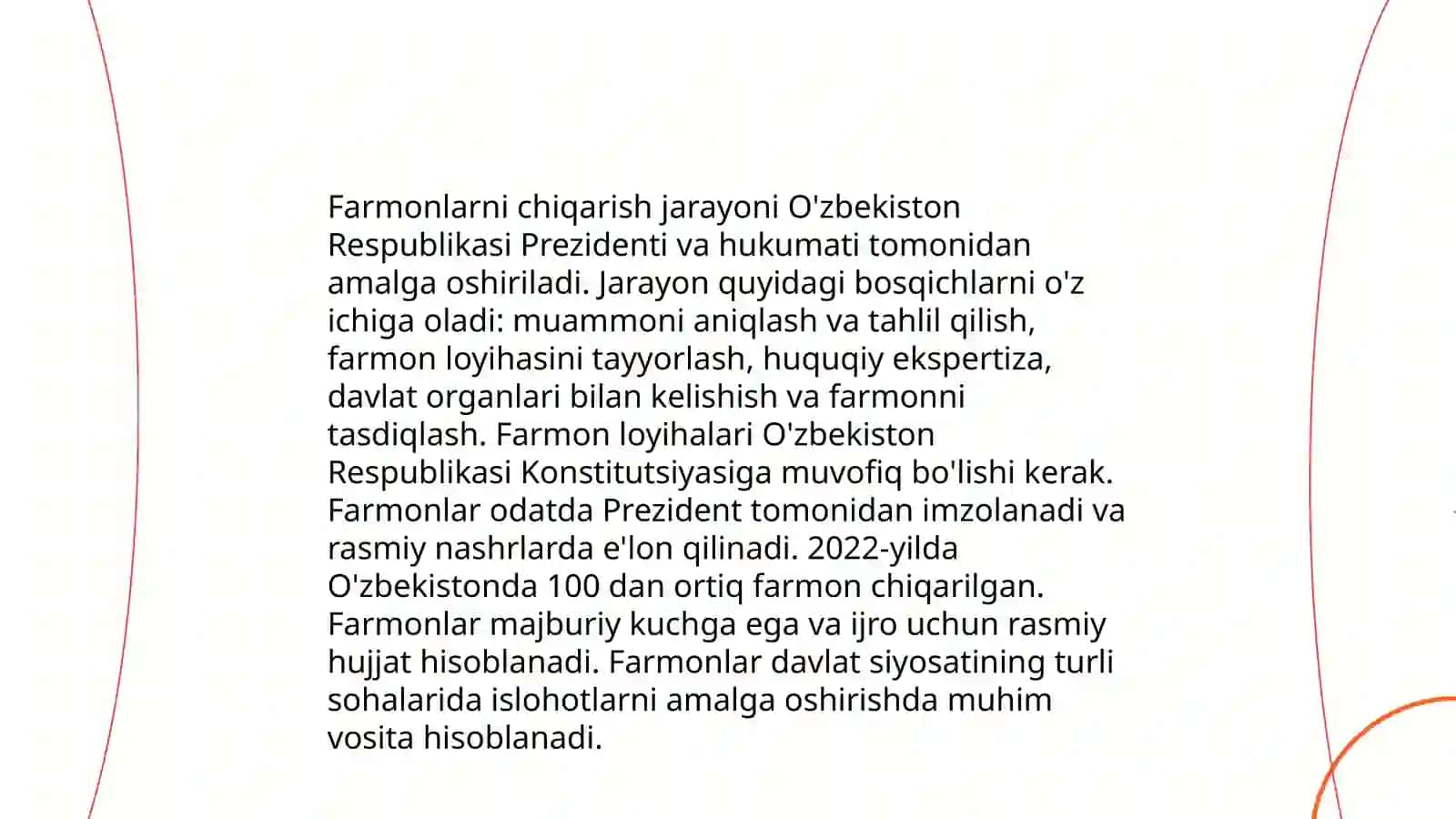 Qonunlar va Farmonlarning asosiy xususiyatlari 4