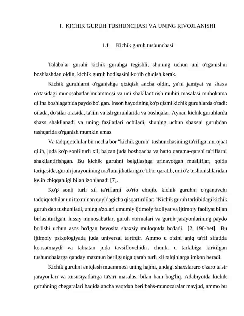 Kichik guruhlar va talabalar guruhlari tashkil etish 4