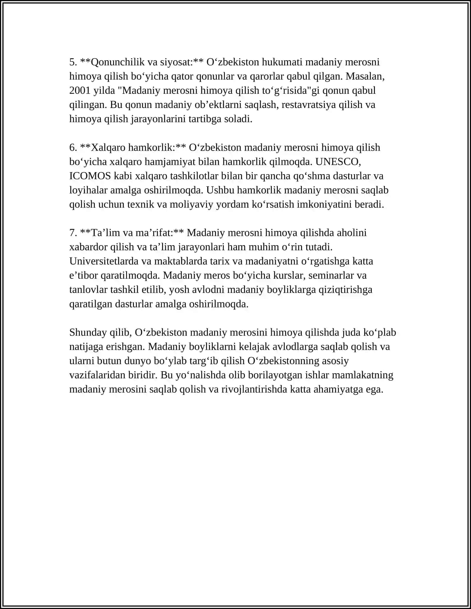 MENING O'ZBEKISTONGA FOYDAM 4