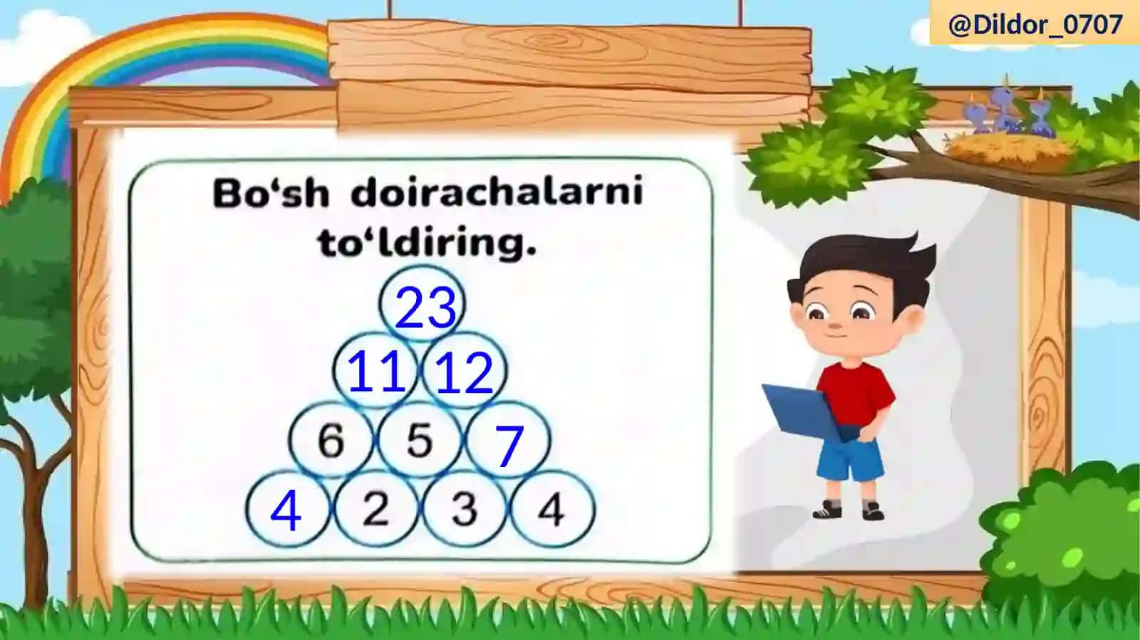 Matematika 1-sinf, Kesmavauning uzunligi 4