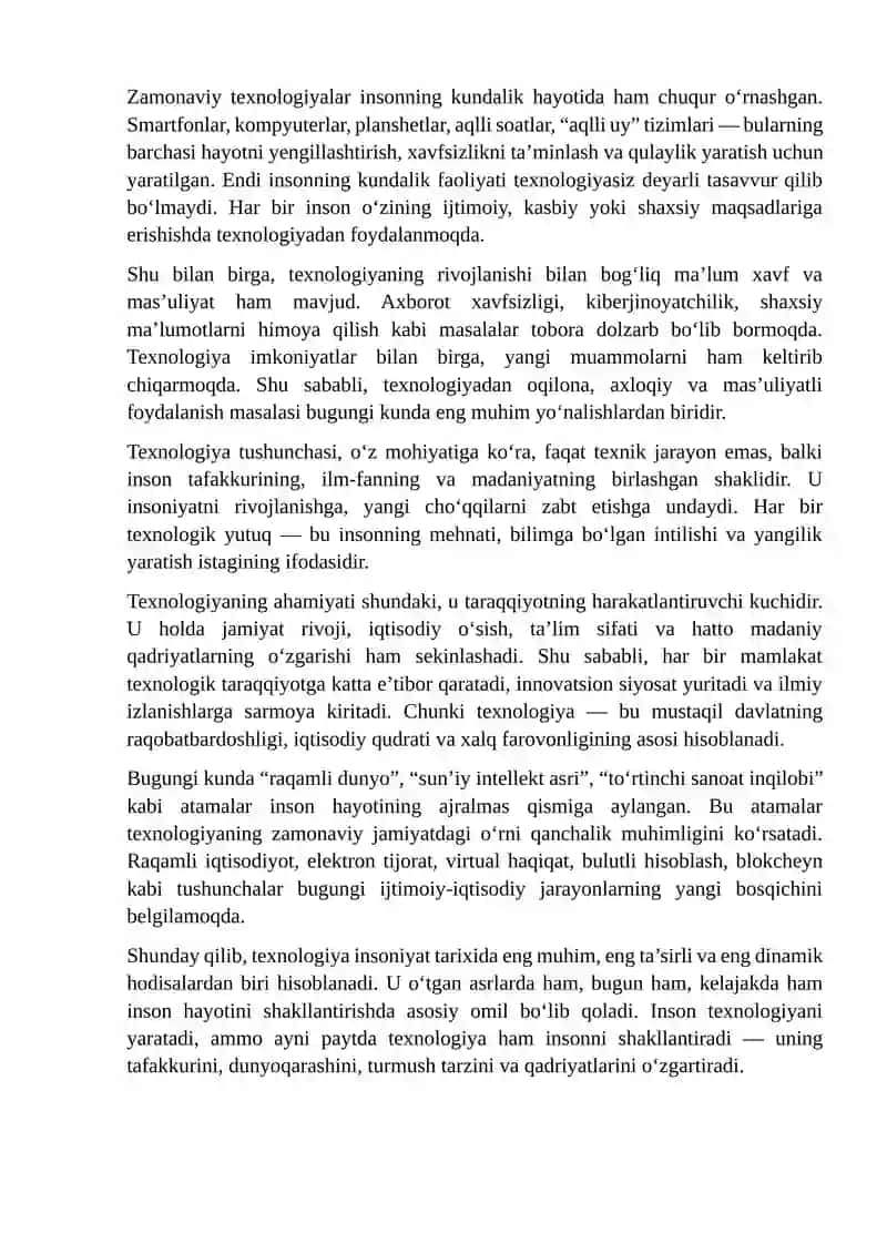 Texnologiya bilan bogʻliq koʻnikmalar 4