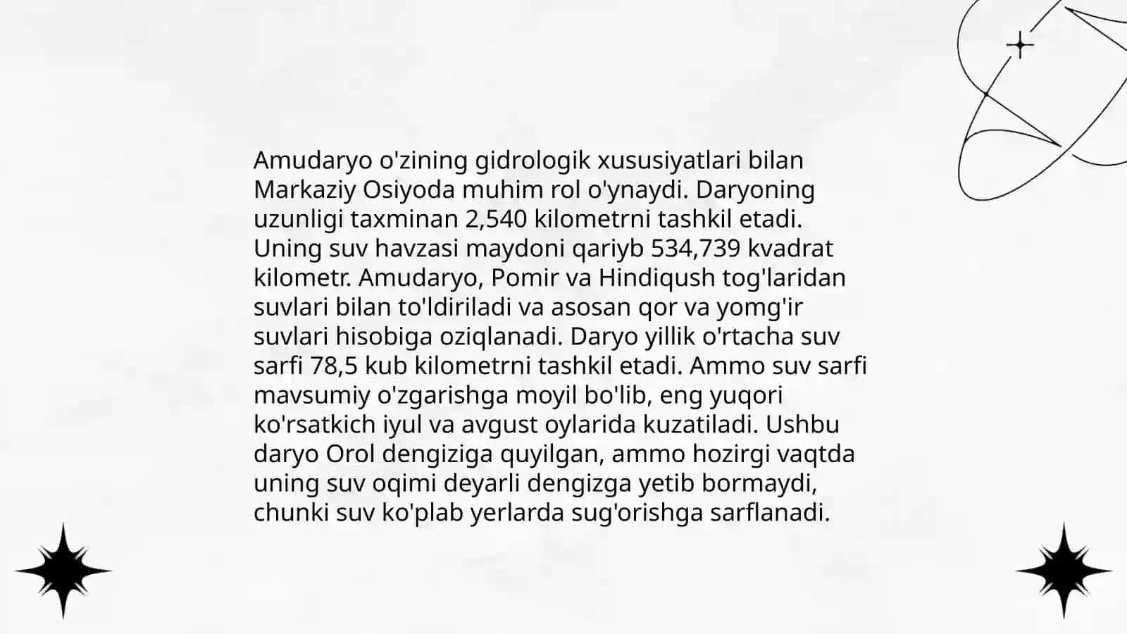O'zbekistondagi yirik daryolar va ularning gidrologik xarekteristikalari 4