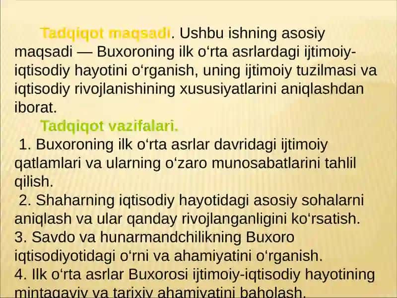 Buxoroning ilk oʻrta asrlarda ijtimoiy-iqtisodiy hayoti 4