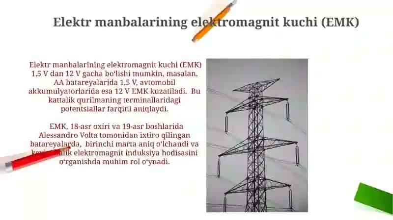 Elektr manbalarining elektr yurituvchi kuchi 4