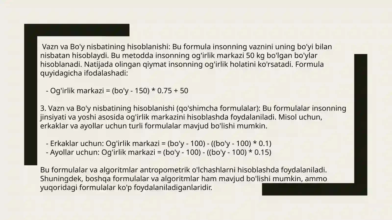 Inson gavdasi og'irlik markazini analitik usul bilan aniqlash 4