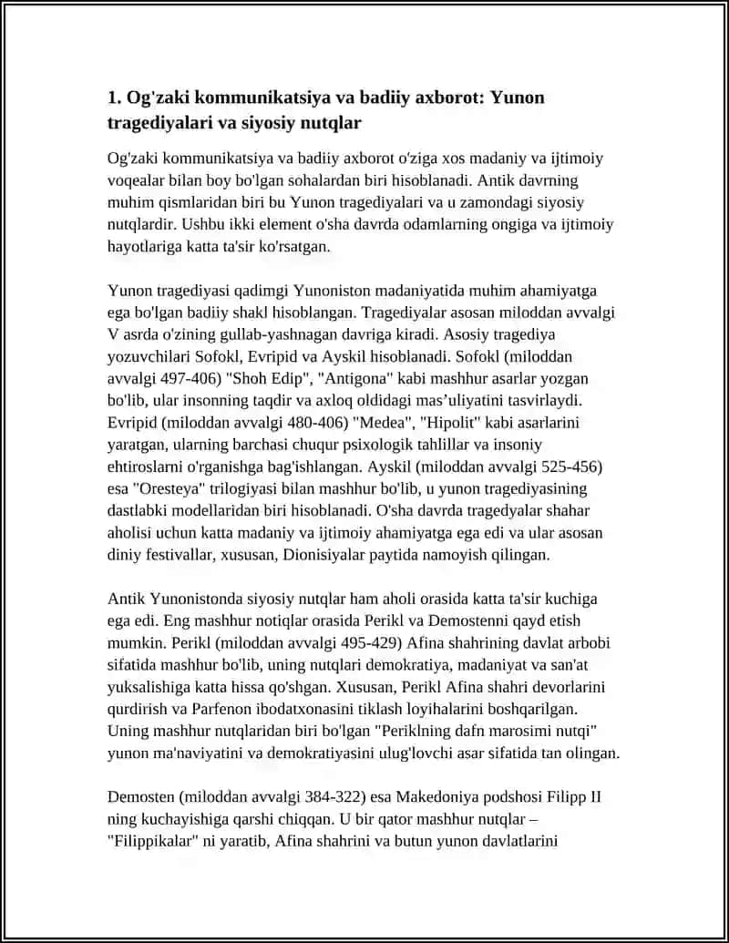 QADIMGI YUNONISTON, RIM VA YEVROPADA O'RTA ASRLARDA KOMMUNIKATSIYA VOSITALARI 4