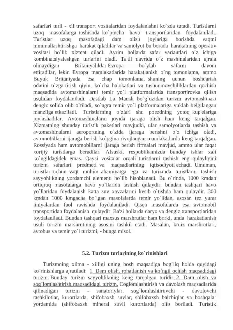 TURIZM TURLARI VA ASOSIY KO`RINISHLARI 4