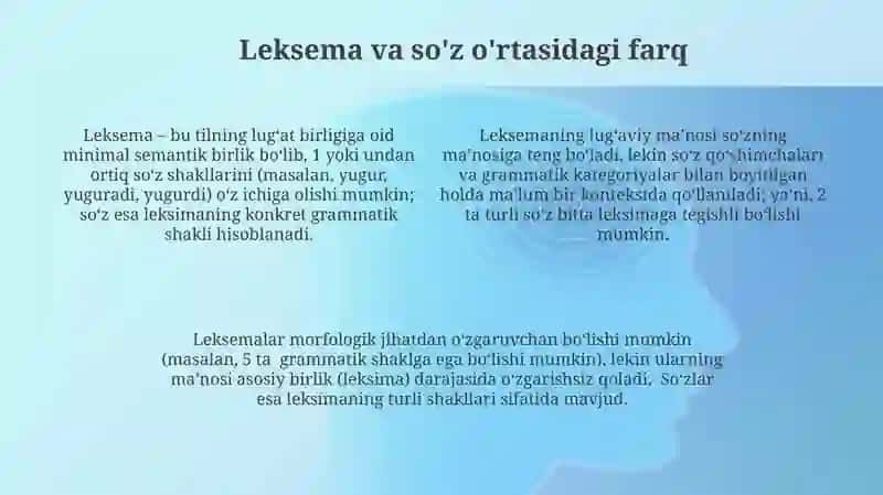 Leksema va soʻz munosabati 4