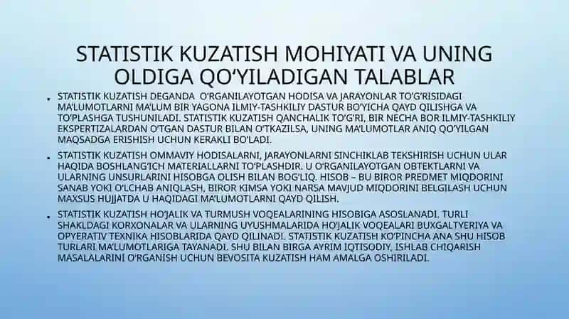 Statistik kuzatish uslubiyati 4