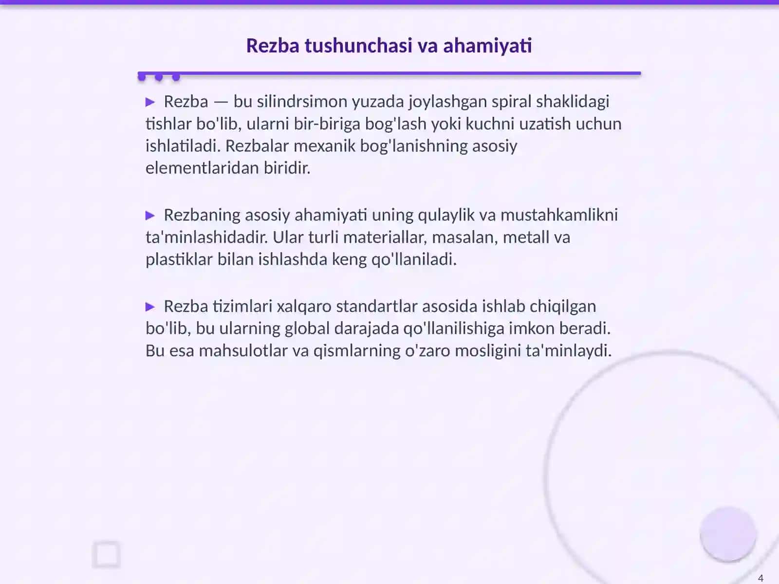 Rezbalar va ularni chizmada tasvirlash 4