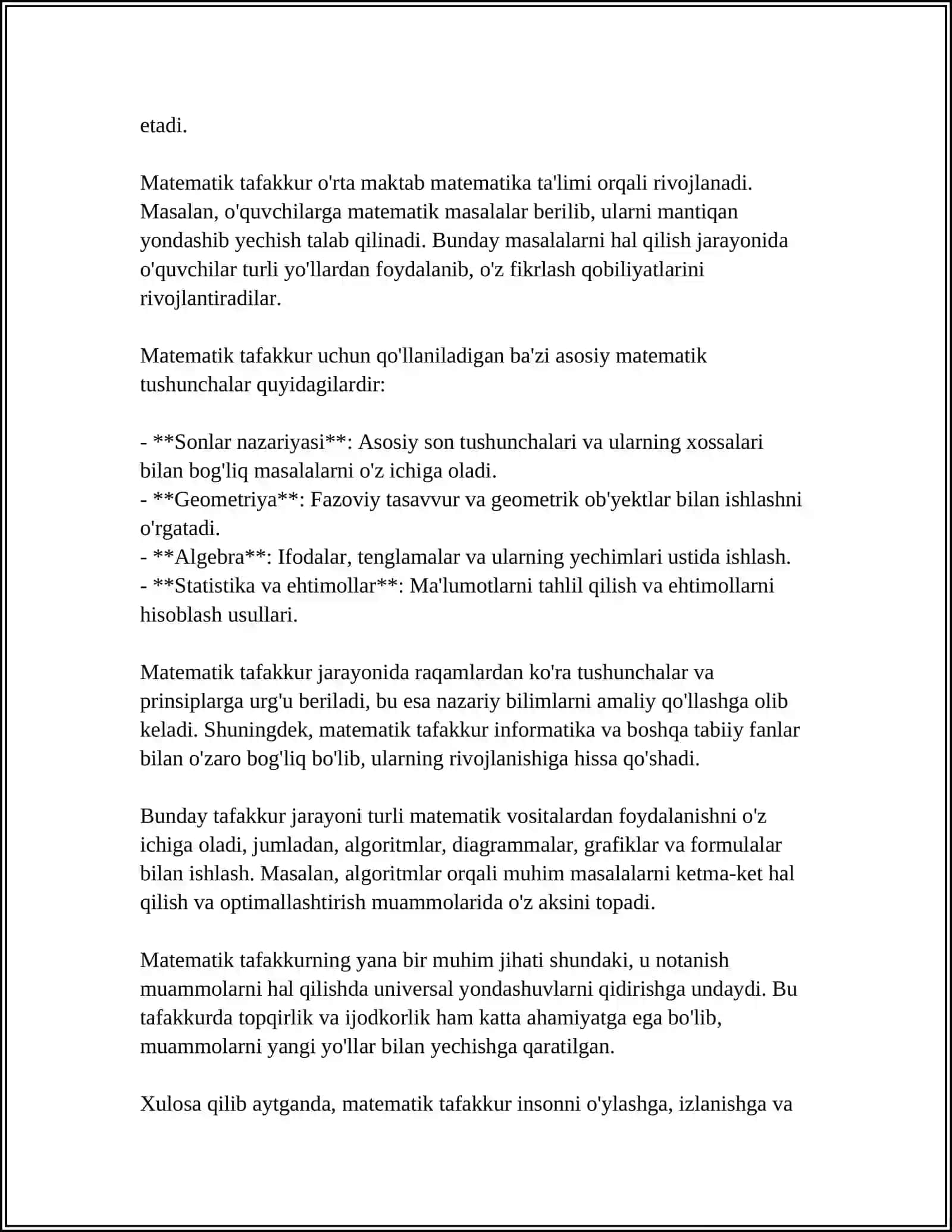 TIMSS XALQARO BAHOLASH DASTURIDA AQLIY FAOLIYAT TURLARI 4