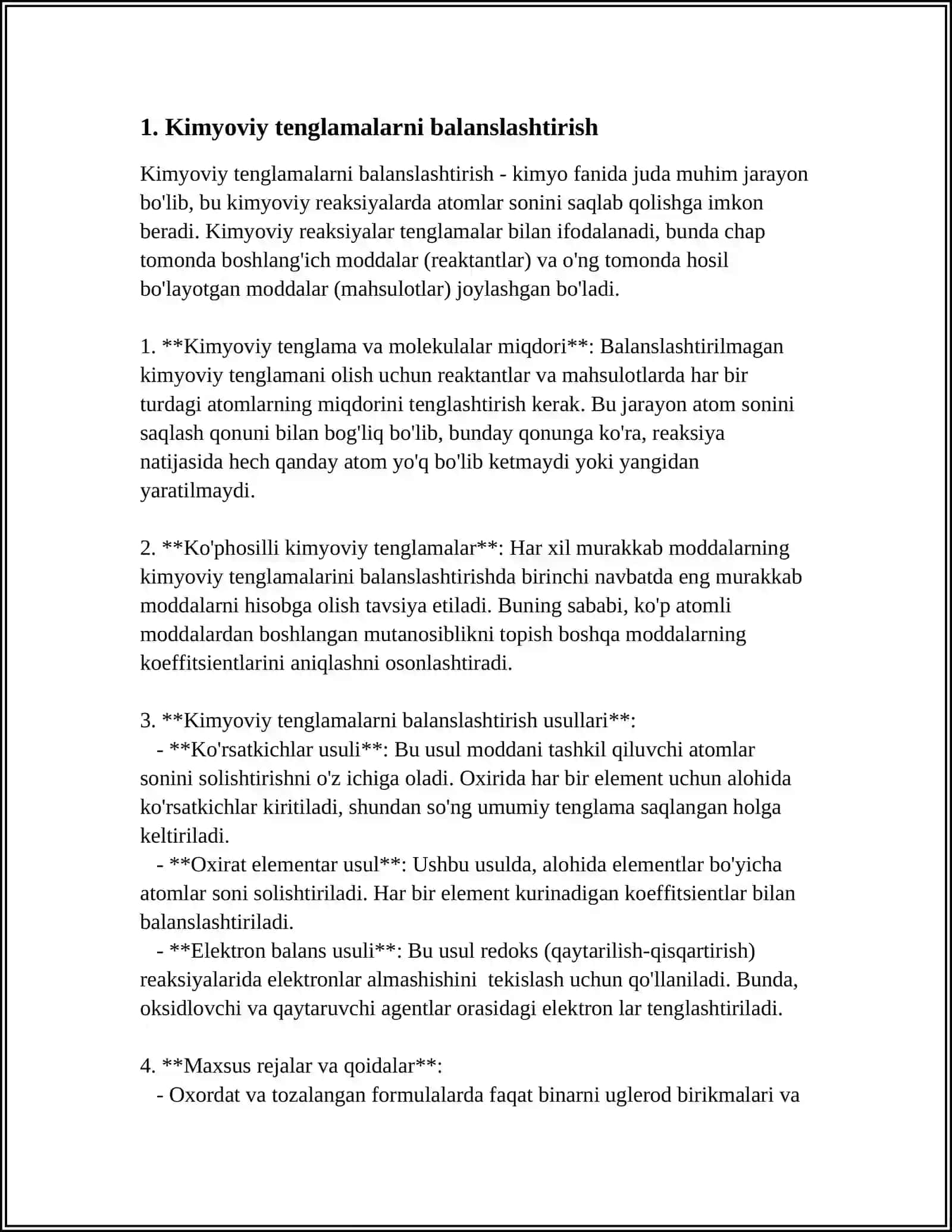 KIMYOVIY OLIMPIADALAR UCHUN TOPSHIRIQLARNI TANLASH VA ASOSLAB BERISH 4