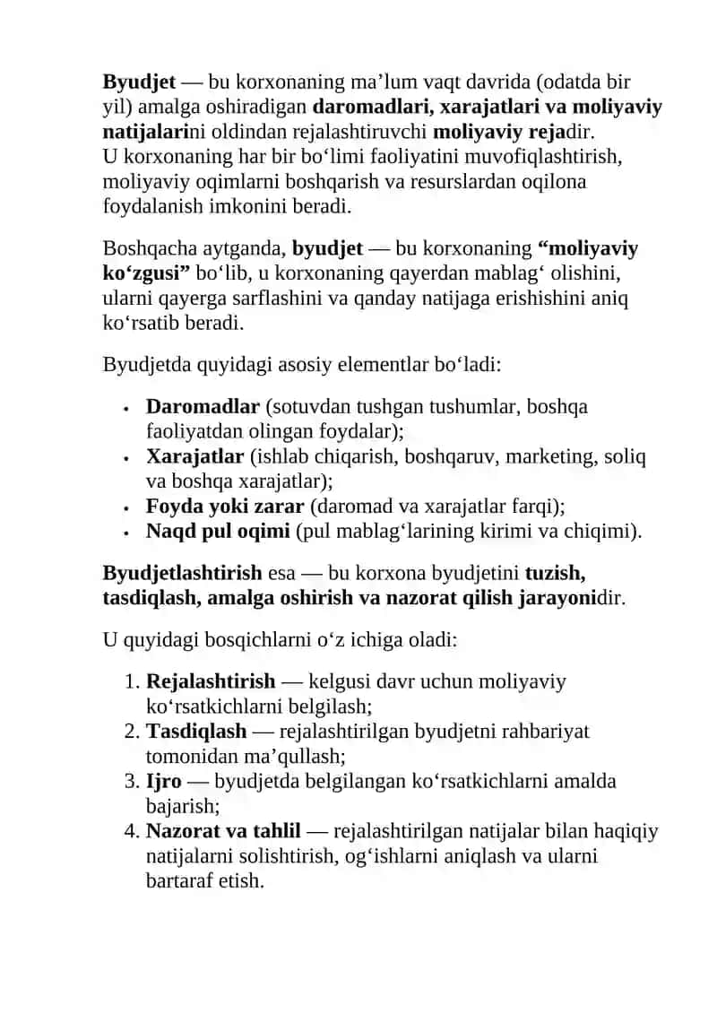Byudjetlashtirish asoslari 4