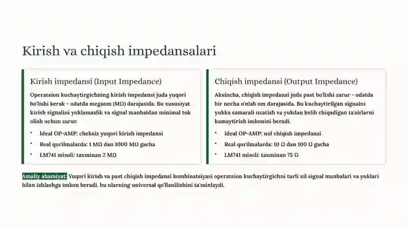 Operatsion kuchaytirgichlarning asosiy parametrlari va xarakteristikalari 4
