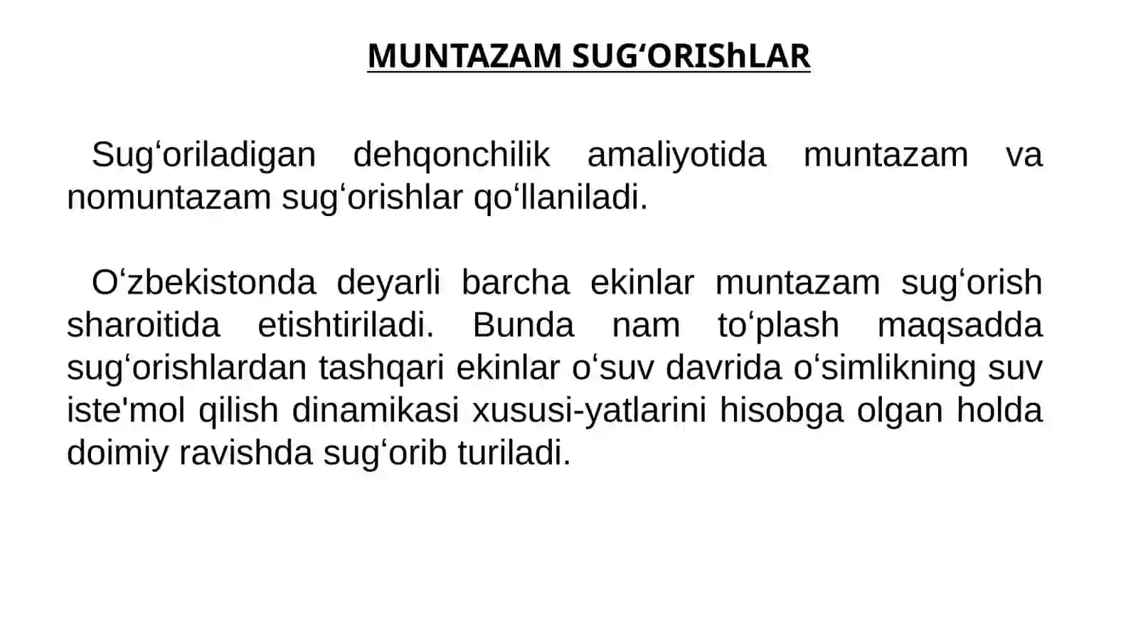 SUGʻORISh TURLARI VA NOOʻSUV DAVRIDAGI SUGʻORIShLAR 4