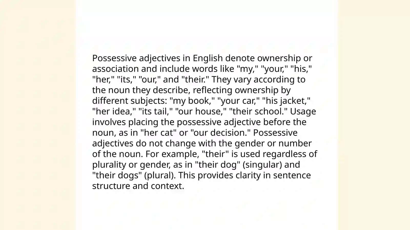 Possessive Adjectives (Tegishli sifatlar) 4