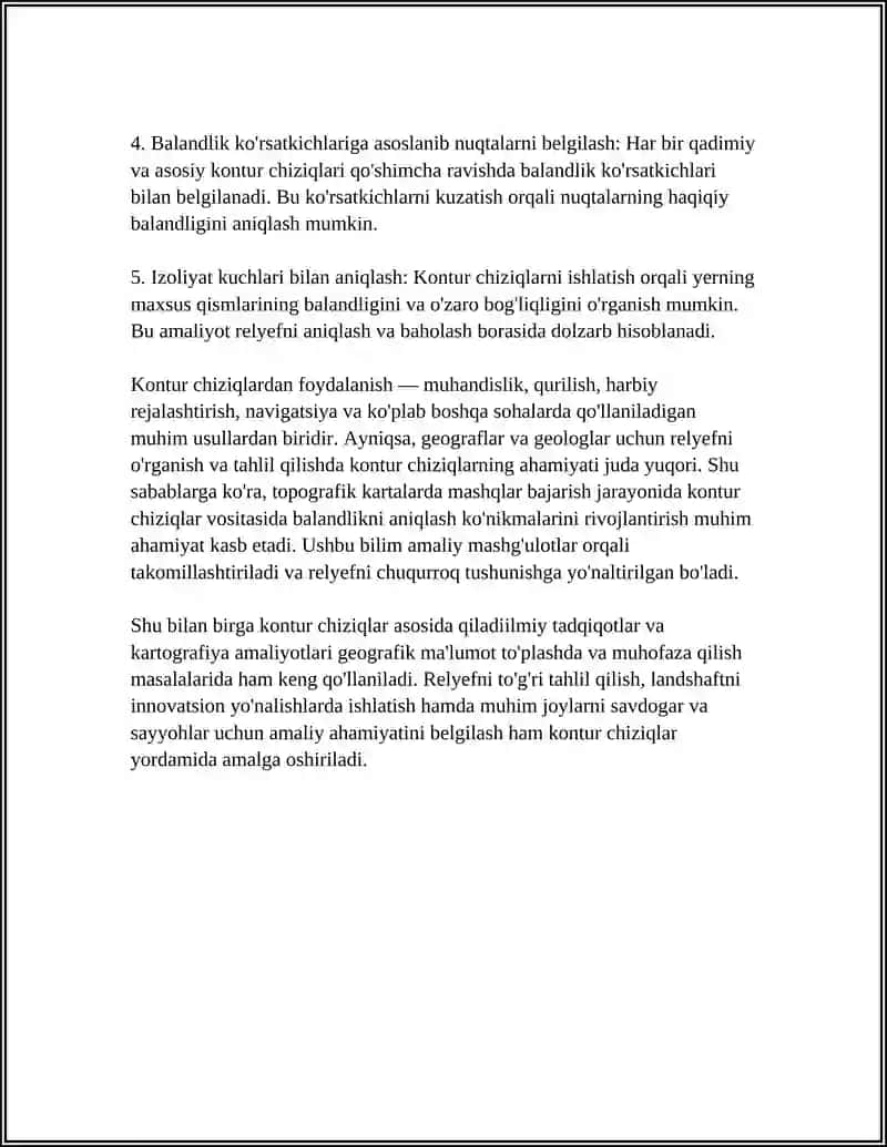 TOPOGRAFIK KARTALARDA MASHQLAR BAJARISH 4