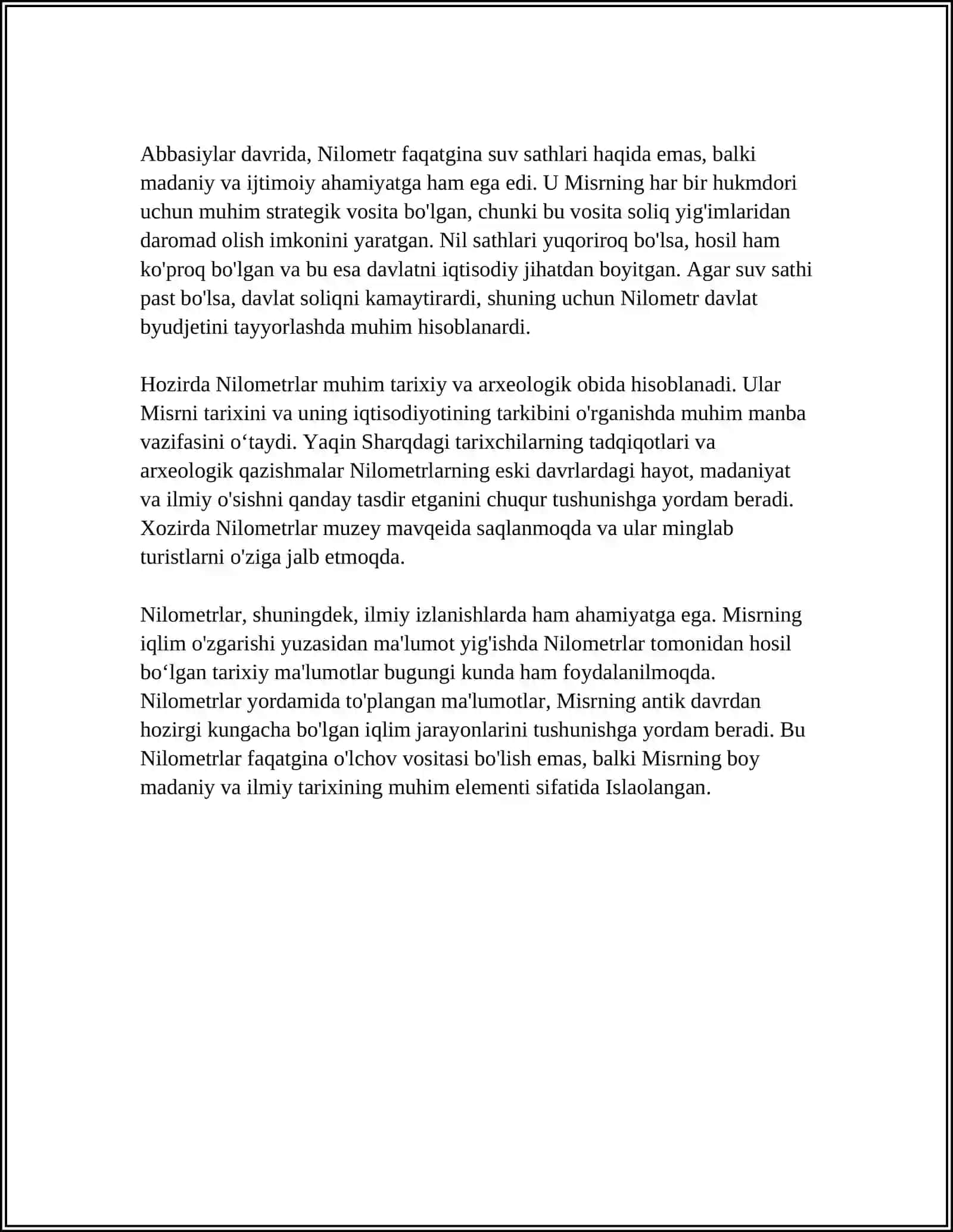 NILOMETR HAQIDA UMUMIY MALUMOTLAR 4