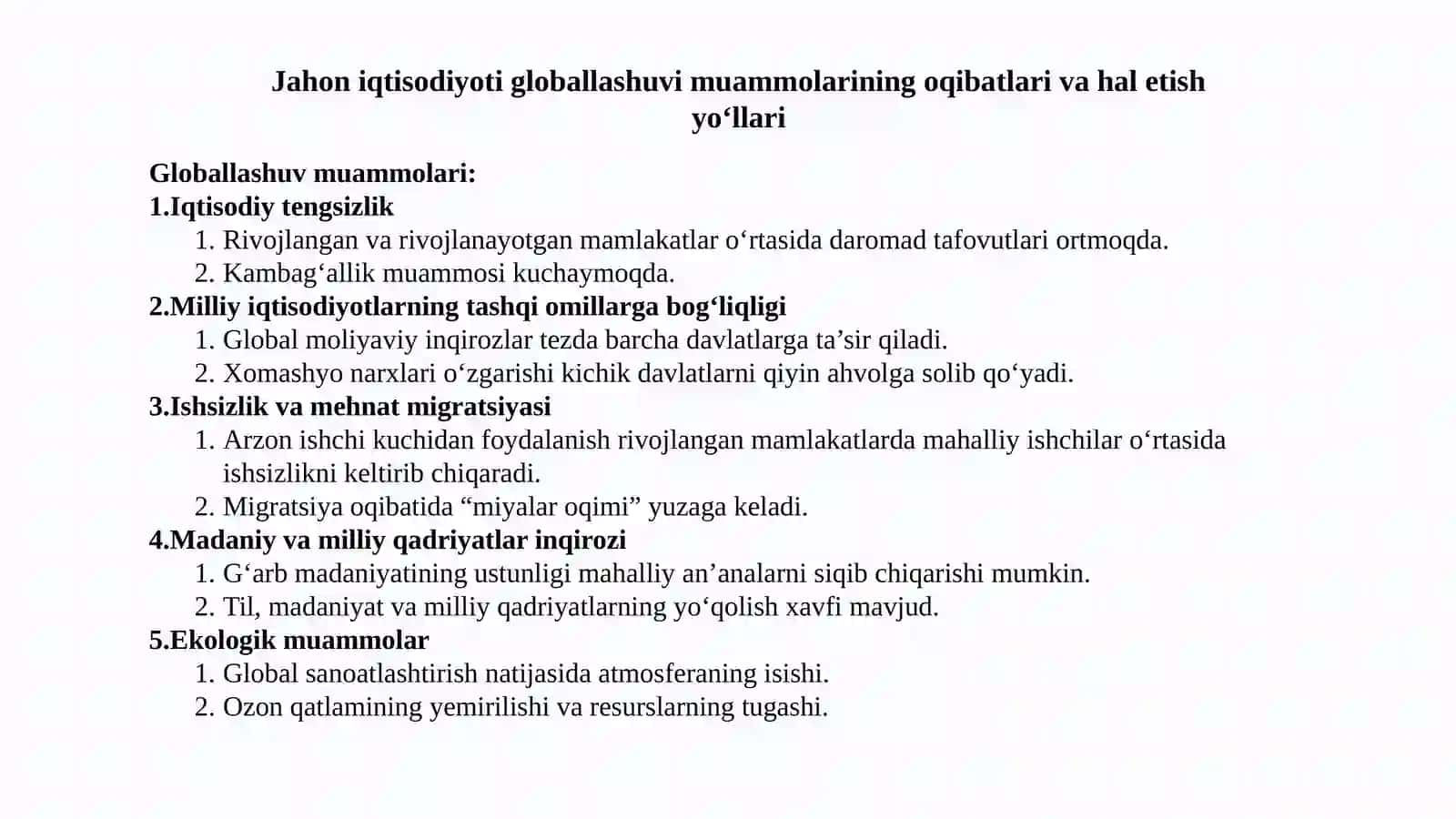 JAHON IQTISODIYOTI GLOBALLASHUVI 4