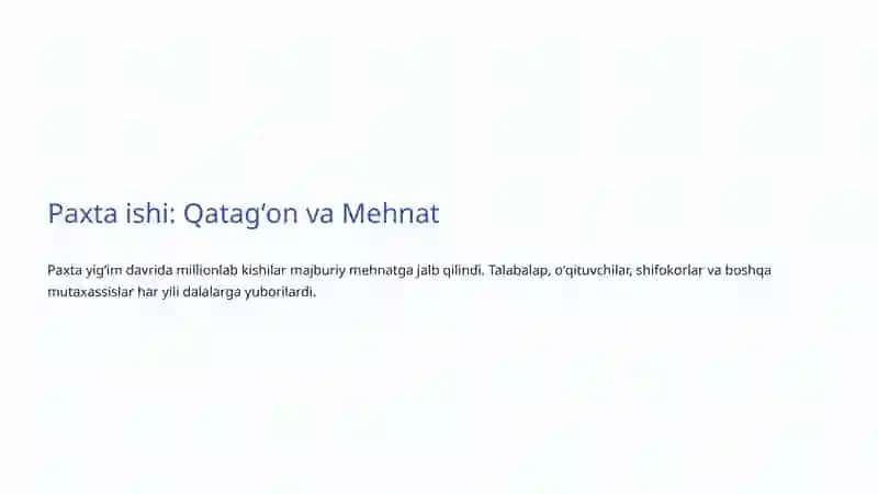 Oʻzbekistonda Paxta Ishi va Uning Oqibatlari 4