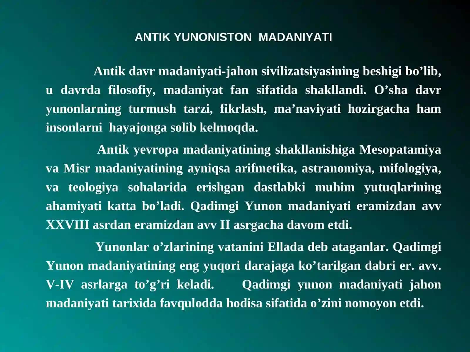 Antik Evropa Madaniyati 4