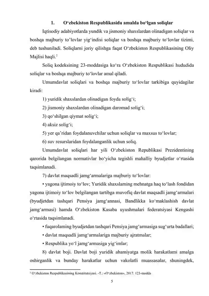 Oʻzbekiston Respublikasida amalda boʻlgan soliqlar va yigʻimlar 4