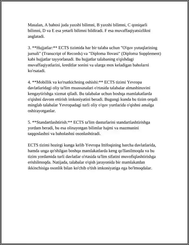 Yevropa Kredit Transfer Tizimi 4