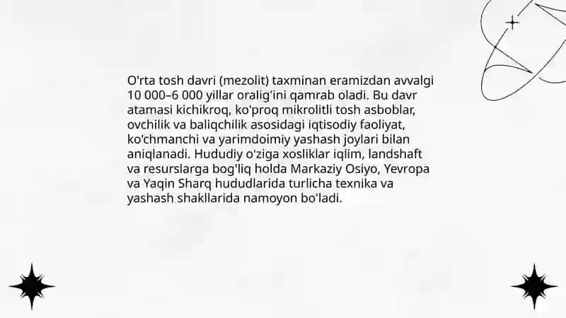 Mezolit davri. O'rta tosh davri 4