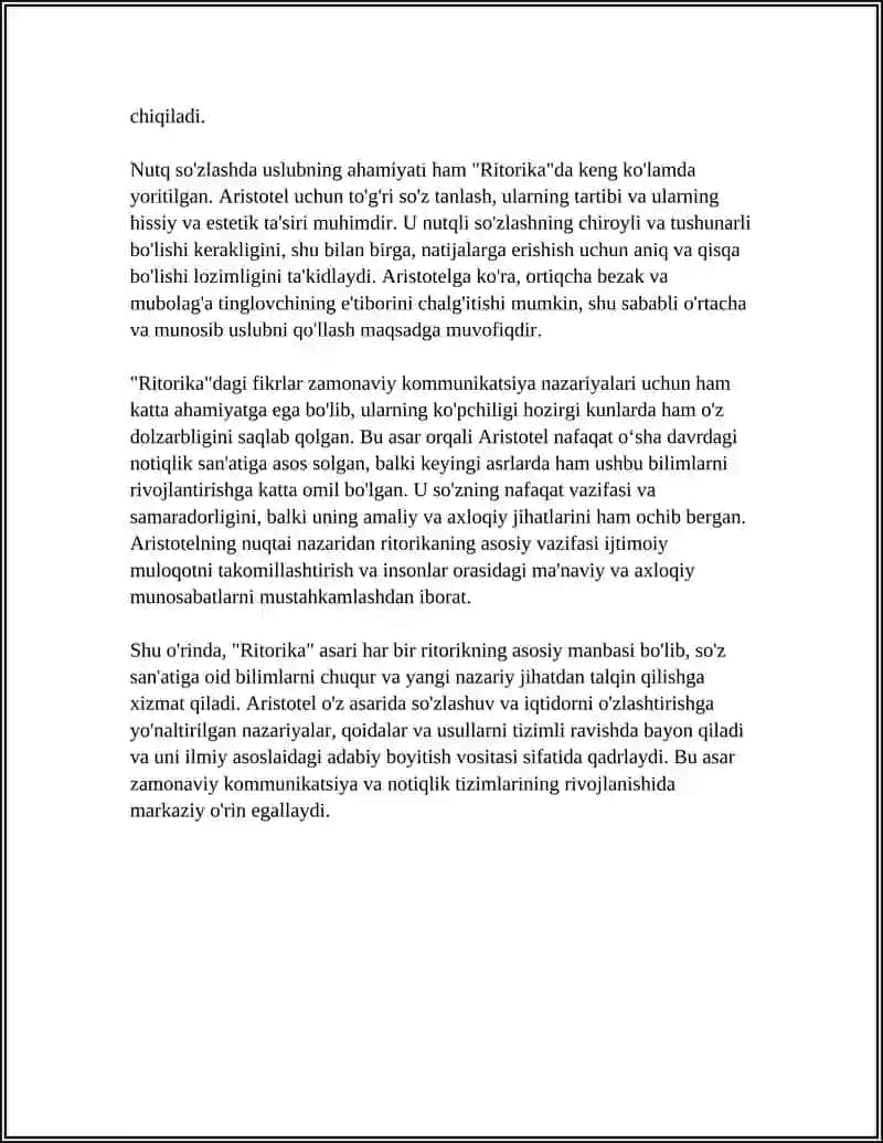 ARISTOTELNING "RITORIKA" SÖZ SANʼATI HAQIDAGI ASARI 4