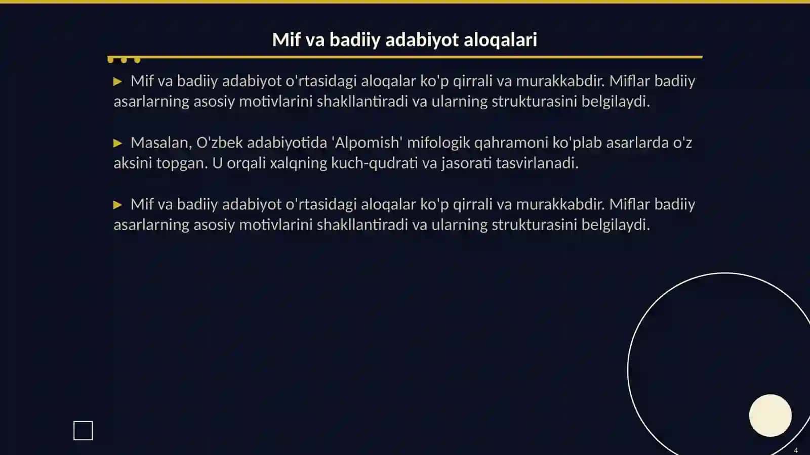Mif va badiiy adabiyot. Mifopoetika 4