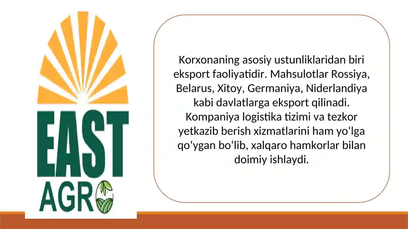East Agro International MChJ konserva zavod 4