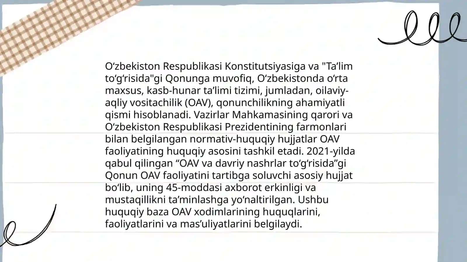 O'zbekiston Respublikasida ommaviy axborot vositalarining faoliyati 4