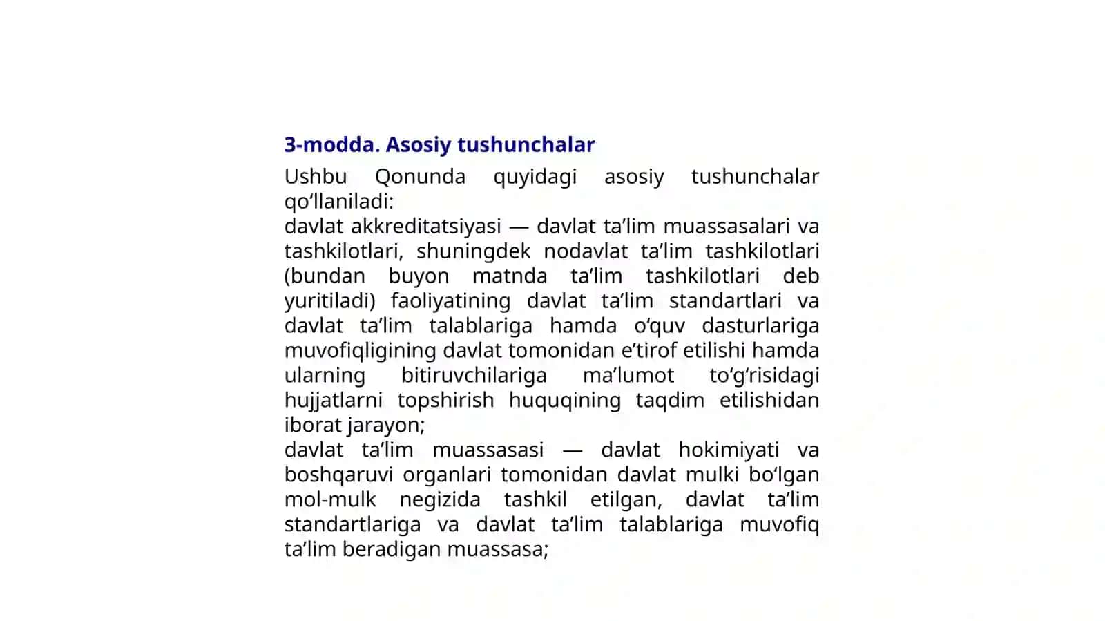 O‘zbekiston Respublikasining Qonuni Ta’lim to‘g‘risida 4