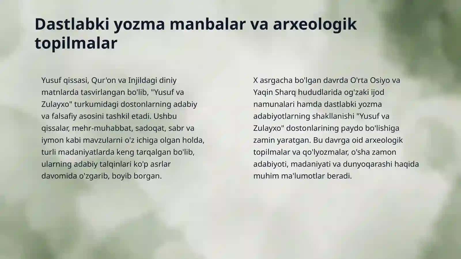 “Yusuf va Zulayxo” turkumidagi dostonlarning shakllanishi 4