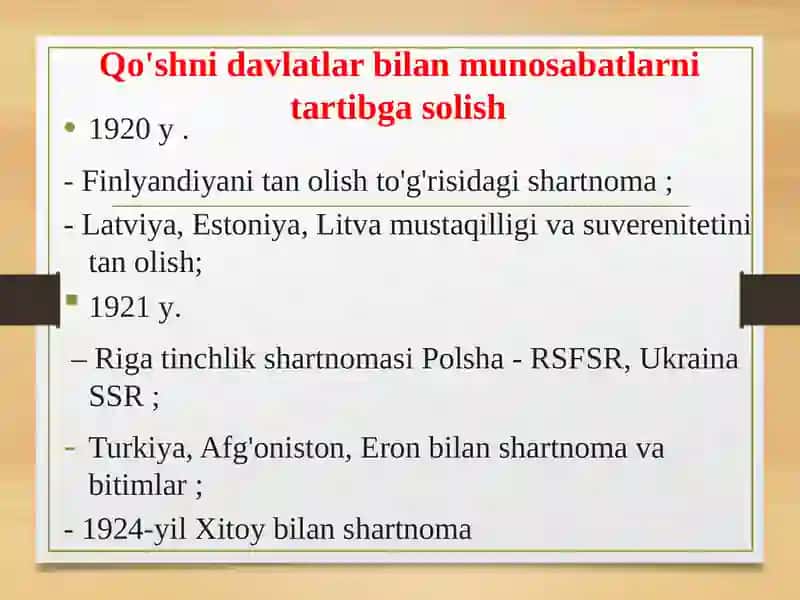Xalqaro munosabatlar XX asrning20-30-yillarda 4