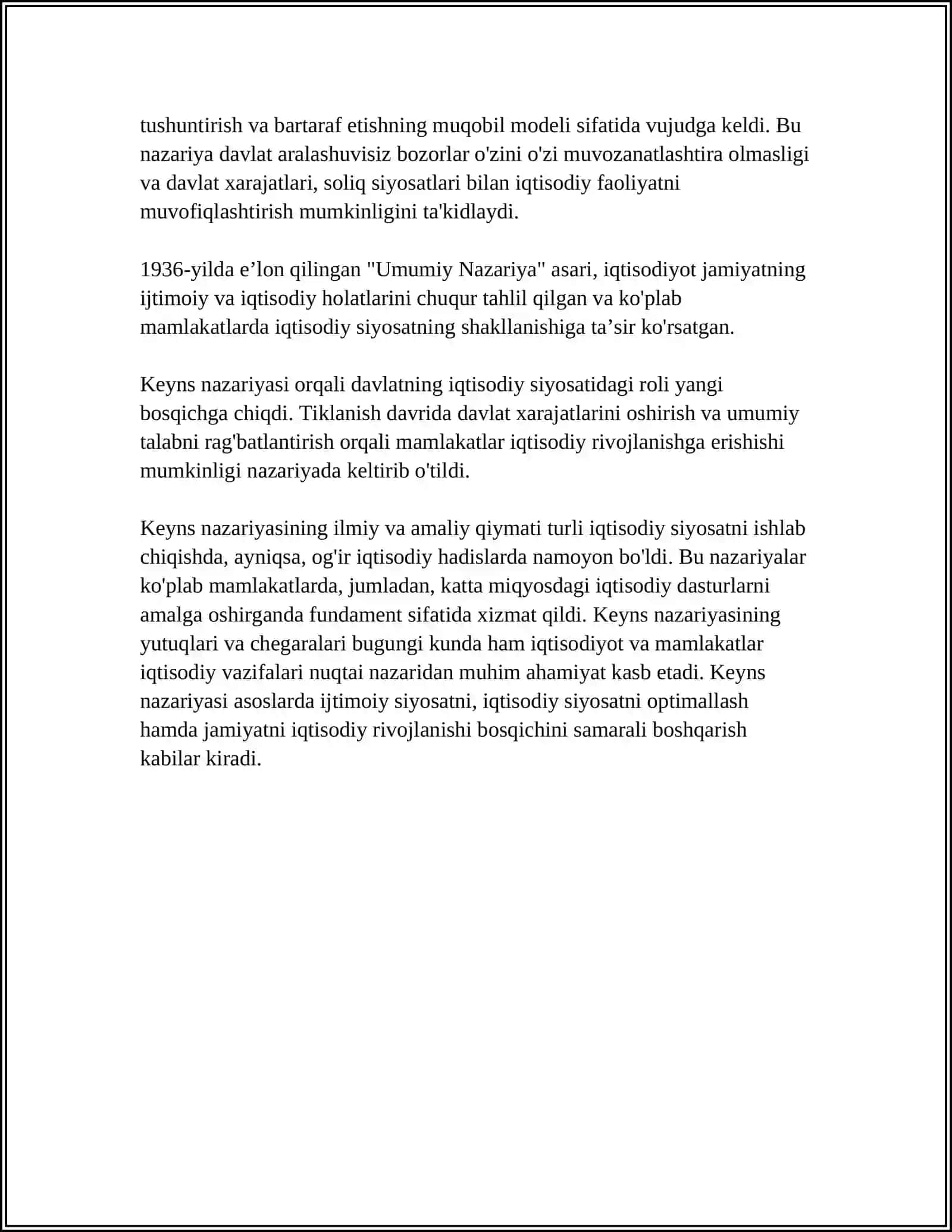 KEYNS NAZARIYASI VA AMALIYOTI 4
