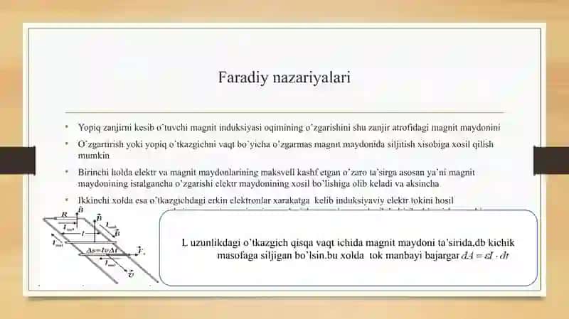 Elektromagnit induksiyasi hodisasi Faradiy-Maksvelt talqini 4