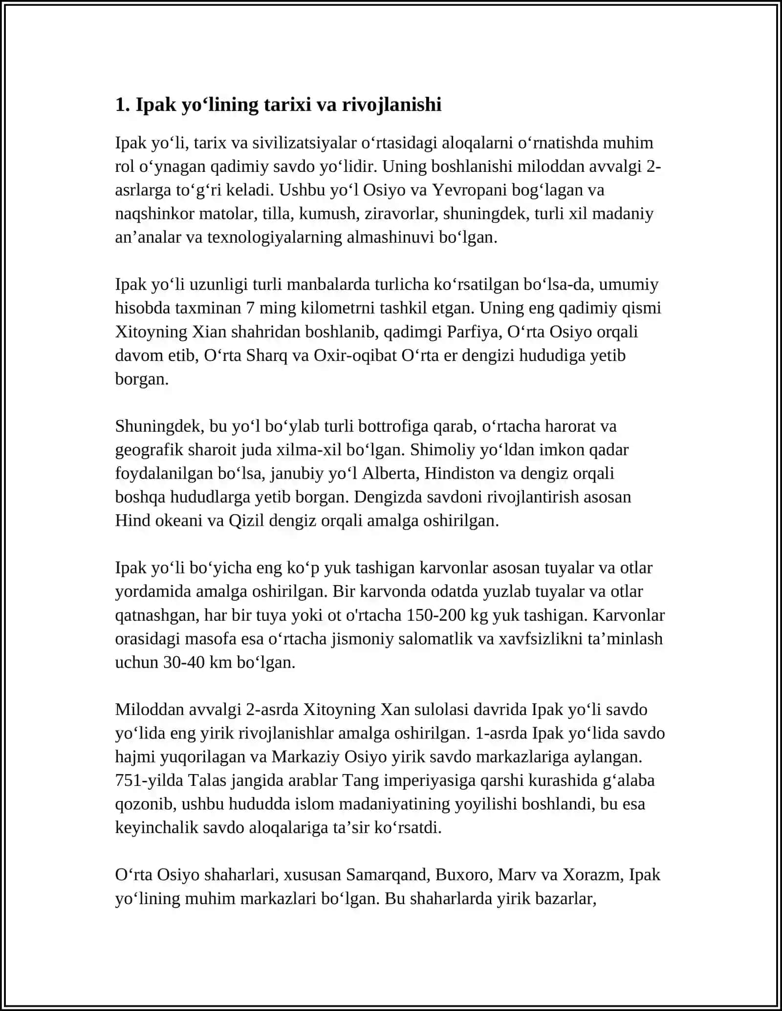 IPAK YOʻLINING MINTAQADA IQTISODIY TALIMOTIDAGI OʻRNI 4
