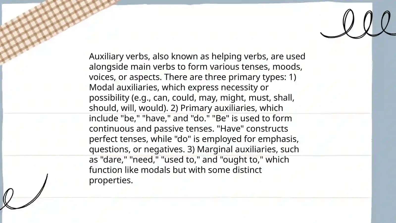 The suffixes of auxiliry verbs 4