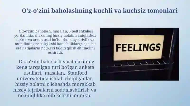 Emotsional holatlarda o’z-o’zini baholash metodikasi 4